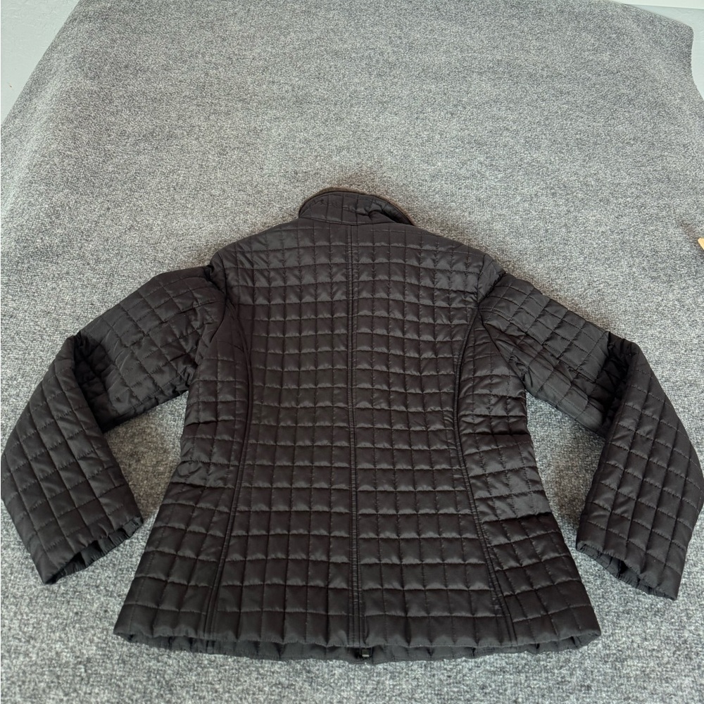 Vintage Dockers Women's Puffy Quilted Jacket Black Fur Neck size M - Picture 7 of 14